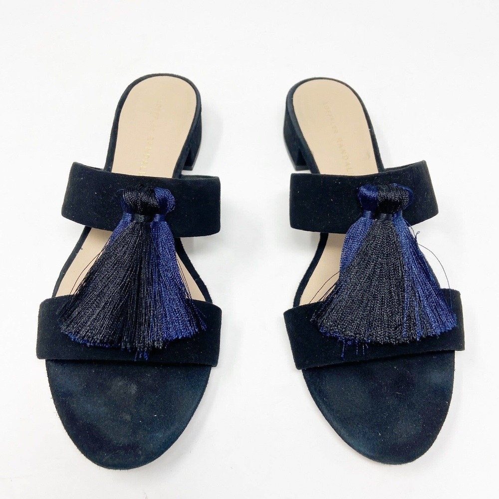 Loeffler Randall Black Sandals with Blue Tassels